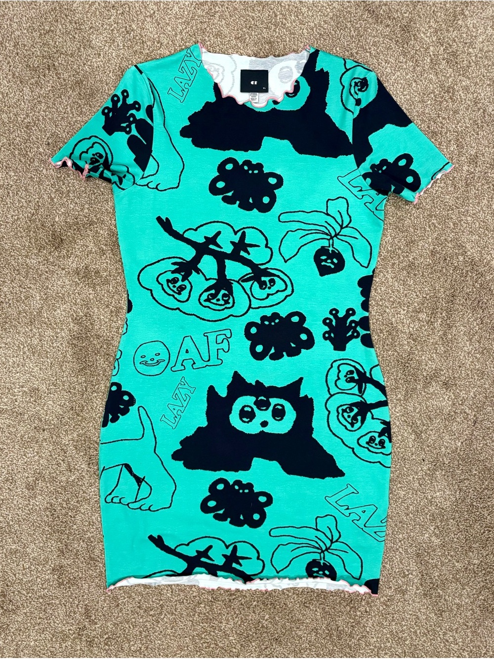 NWOT LAZY OAF Bodycon dress with vegetable print XL